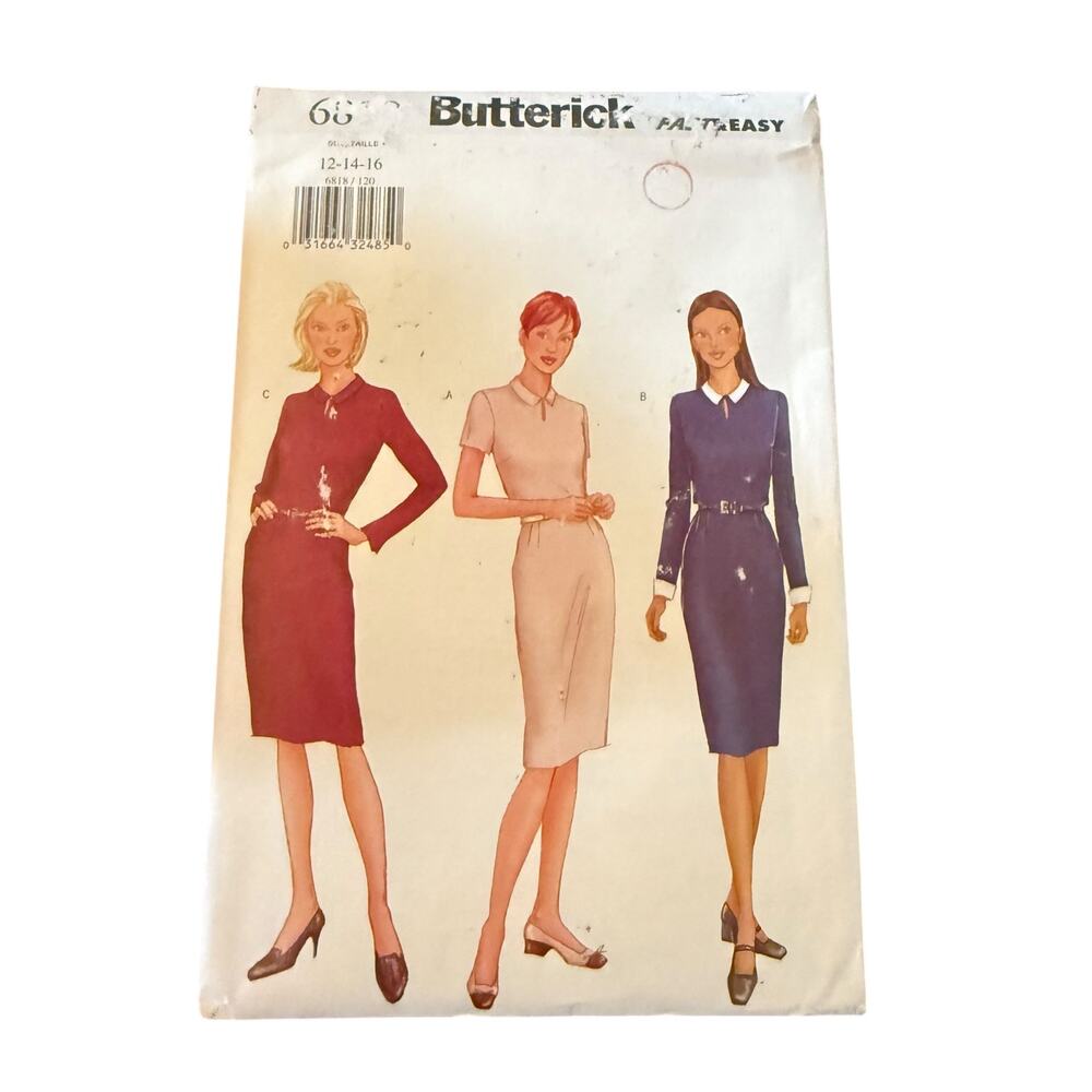 Butterick 6818 Very Easy Dresses‎ Sewing Pattern 12 14 16 Misses Petite Uncut FF
